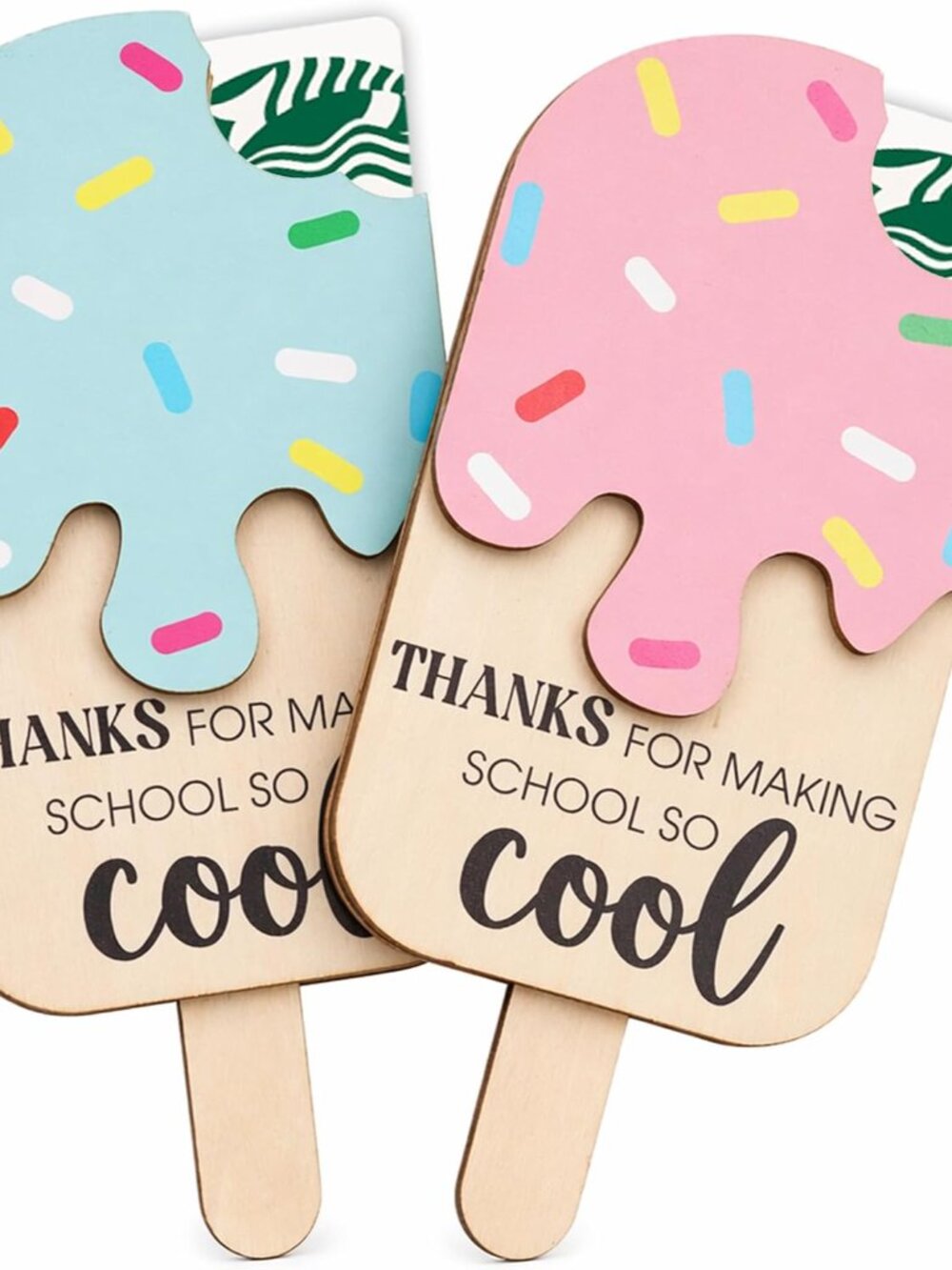 2pcs Blue Pink Ice Cream Teacher Appreciation Gift Card Holder, Teacher Apprecia